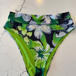 Aerie Green Floral High Rise Cheeky Bikini Bottom